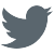A gray version of the iconic Twitter logo displays a bird against a background.